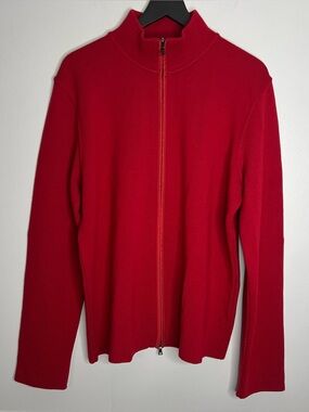 Vintage Y2K Prada Milano Full Zip Wool Sweater Mens EU 56 Red *FLAW*